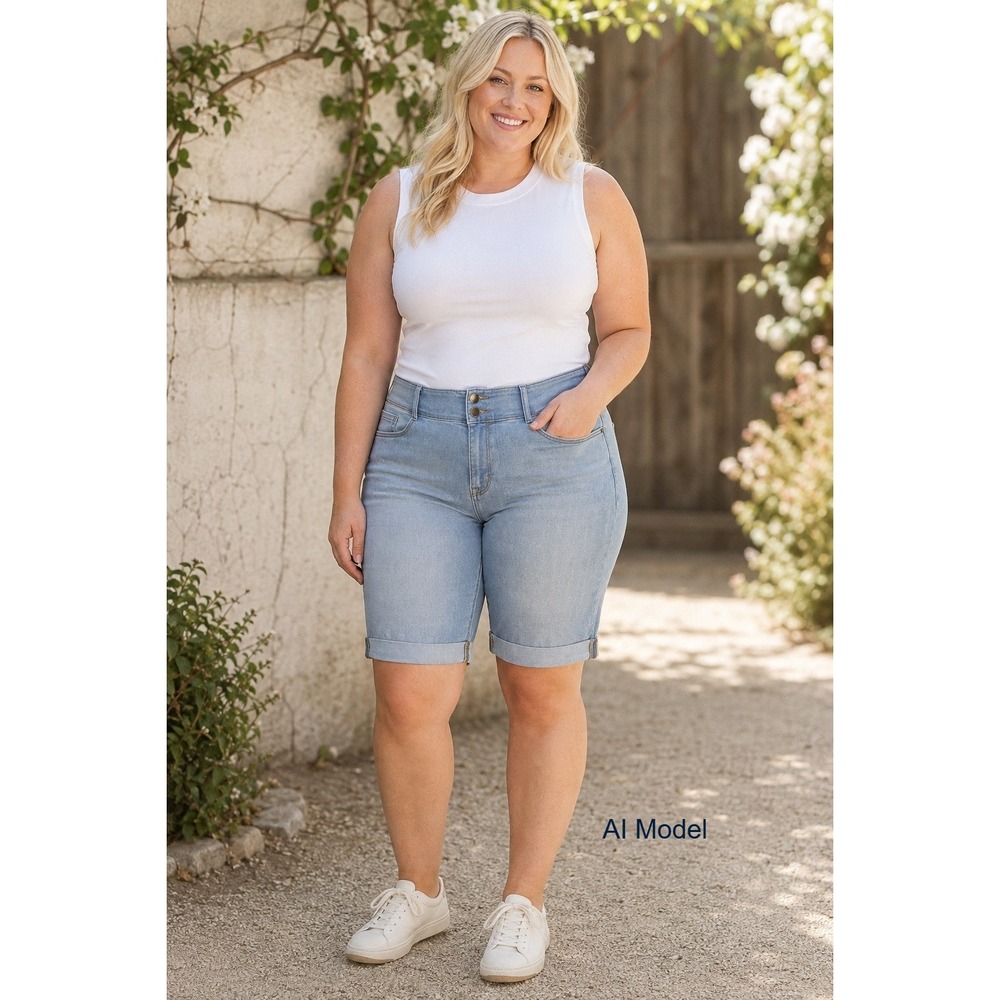 Bermuda Jean Shorts Womens 14 Stretch Wide Waist Band Apt 9 Stretch‎